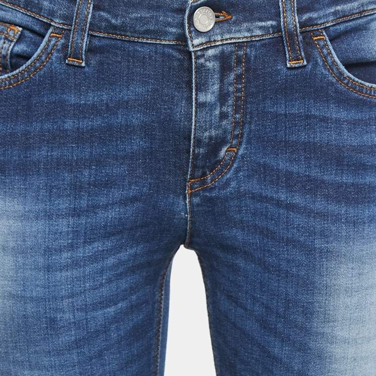 Pre Owned Dolce & Gabbana Blue Denim Girly Skinny Jeans M Waist 30"