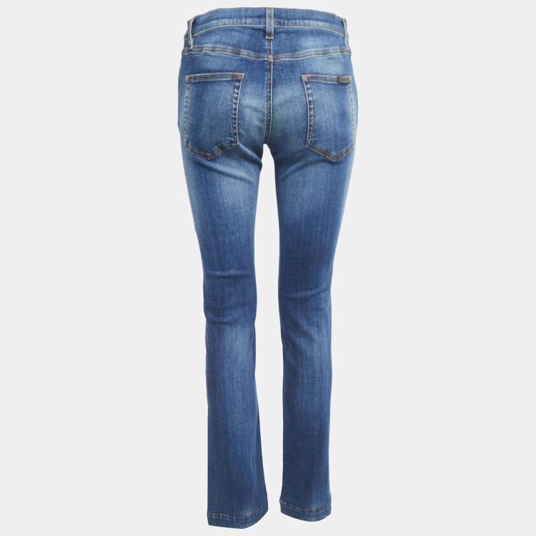 Pre Owned Dolce & Gabbana Blue Denim Girly Skinny Jeans M Waist 30"