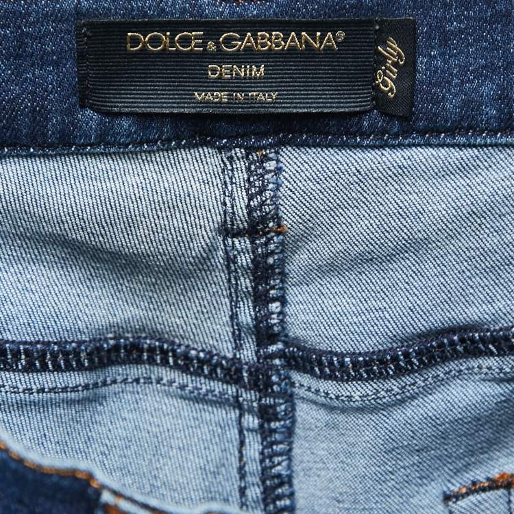 Pre Owned Dolce & Gabbana Blue Denim Girly Skinny Jeans M Waist 30"