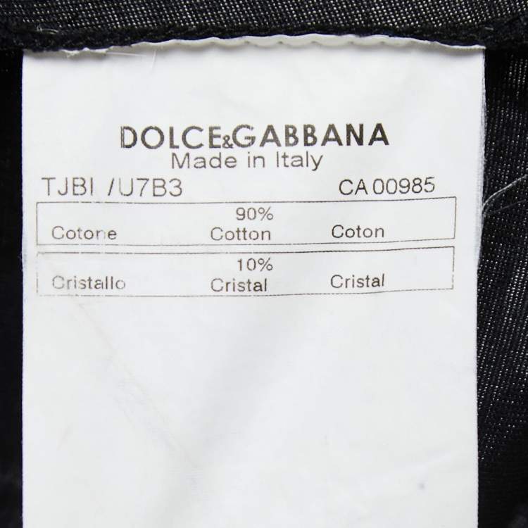 Pre Owned Dolce & Gabbana Black Cotton Crystal Embellished Tank Top L