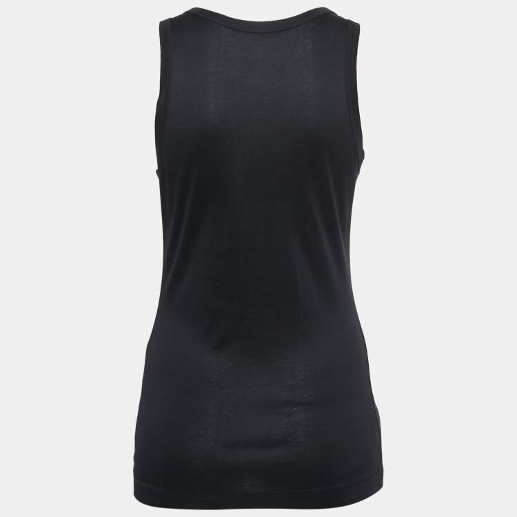 Pre Owned Dolce & Gabbana Black Cotton Crystal Embellished Tank Top L