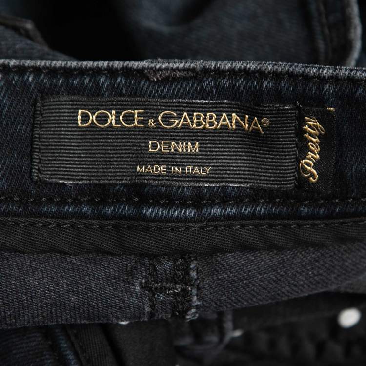 Pre Owned Dolce & Gabbana Grey Blue Denim Pretty Skinny Jeans M Waist 30"