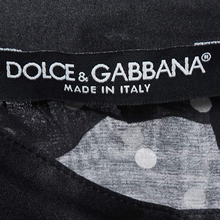 Pre Owned Dolce & Gabbana Black Polka Dotted Chiffon Button Front Full Sleeve Shirt Blouse S