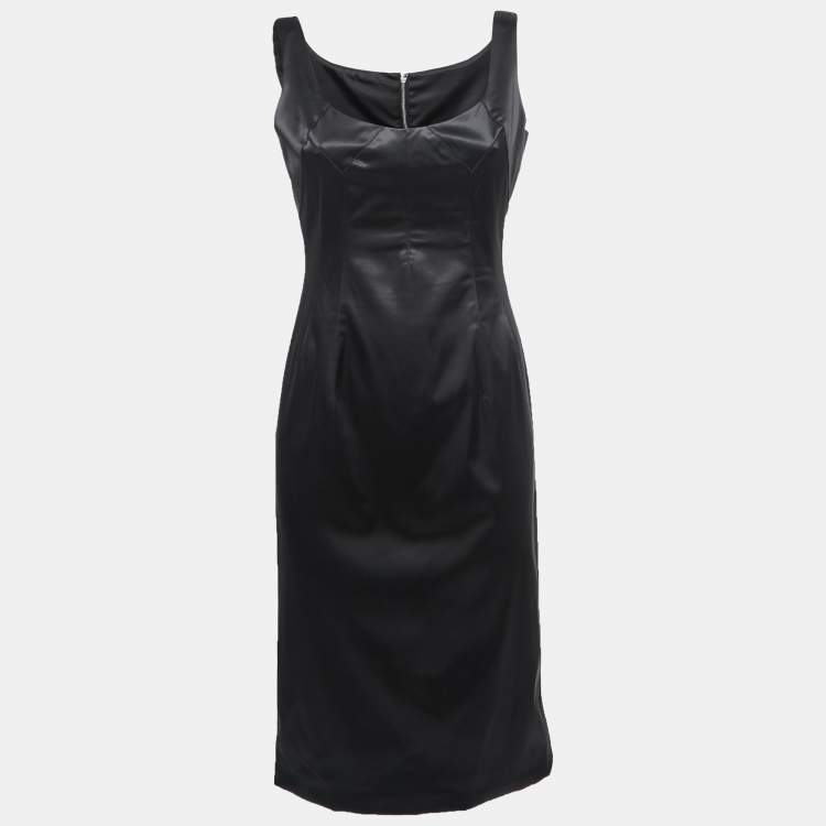 مملوكة مسبقًا Dolce & Gabbana Black Stretch Satin Sleeveless Short Dress M