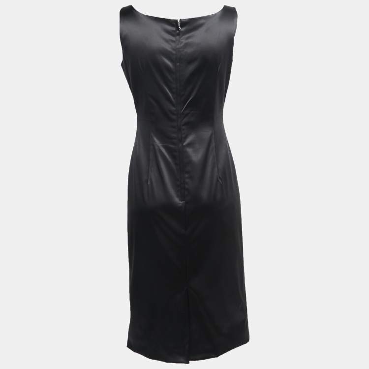 مملوكة مسبقًا Dolce & Gabbana Black Stretch Satin Sleeveless Short Dress M