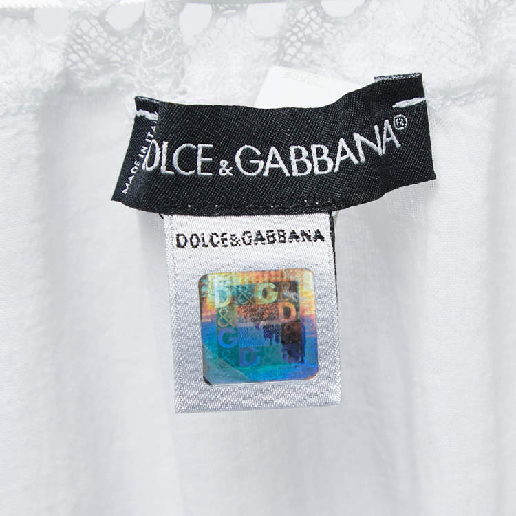 Pre Owned Dolce & Gabbana White Cotton Lace Trimmed Sleeveless Top XL