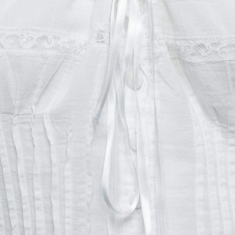 Pre Owned Dolce & Gabbana White Cotton Lace Trimmed Sleeveless Top XL