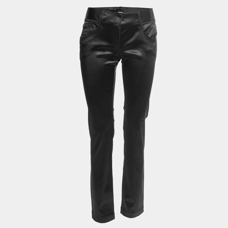 Pre Owned Dolce & Gabbana Black Stretch Satin Jeans M Waist 31"