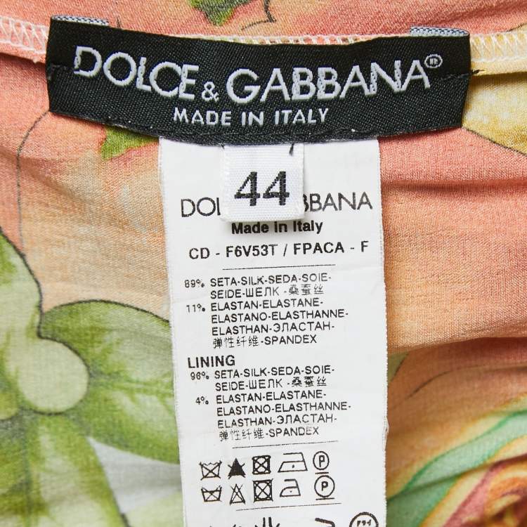 مملوكة مسبقًا Dolce & Gabbana Multicolor Lemon Print Silk Satin Mini Dress M