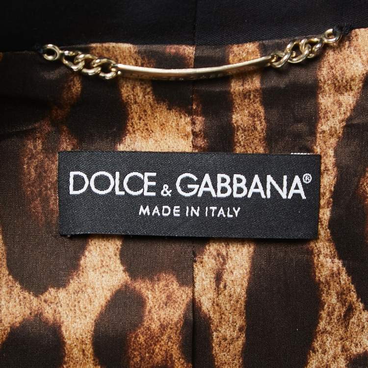 Pre Owned Dolce & Gabbana Black Cotton & Nylon Gold Chain Detail Blazer M