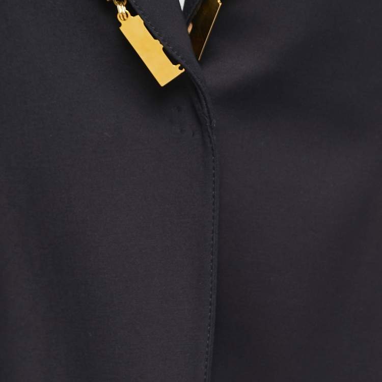Pre Owned Dolce & Gabbana Black Cotton & Nylon Gold Chain Detail Blazer M