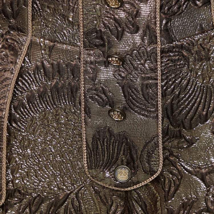 Pre Owned Dolce & Gabbana Gold Brocade Cropped Pants M