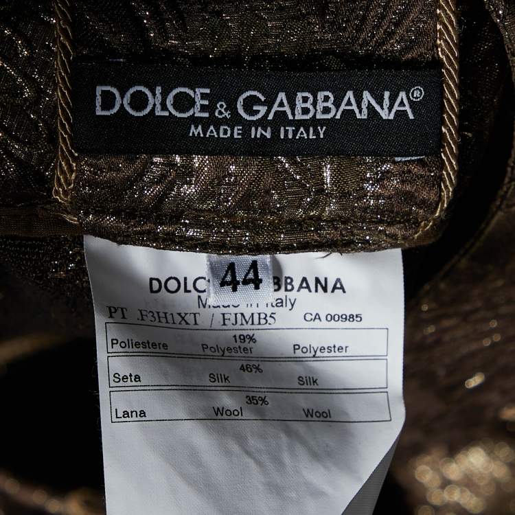 Pre Owned Dolce & Gabbana Gold Brocade Cropped Pants M