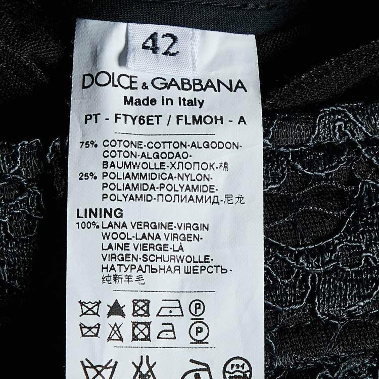 Pre Owned Dolce & Gabbana Black Floral Lace Flared Leg Pants M