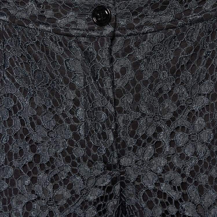 Pre Owned Dolce & Gabbana Black Floral Lace Flared Leg Pants M