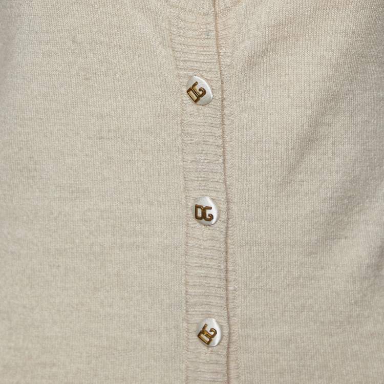 Pre Owned Dolce & Gabbana Beige Knit Button Front Cardigan M