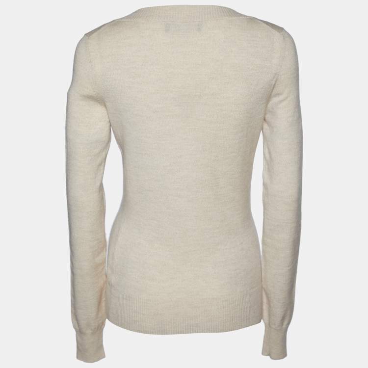Pre Owned Dolce & Gabbana Beige Knit Button Front Cardigan M