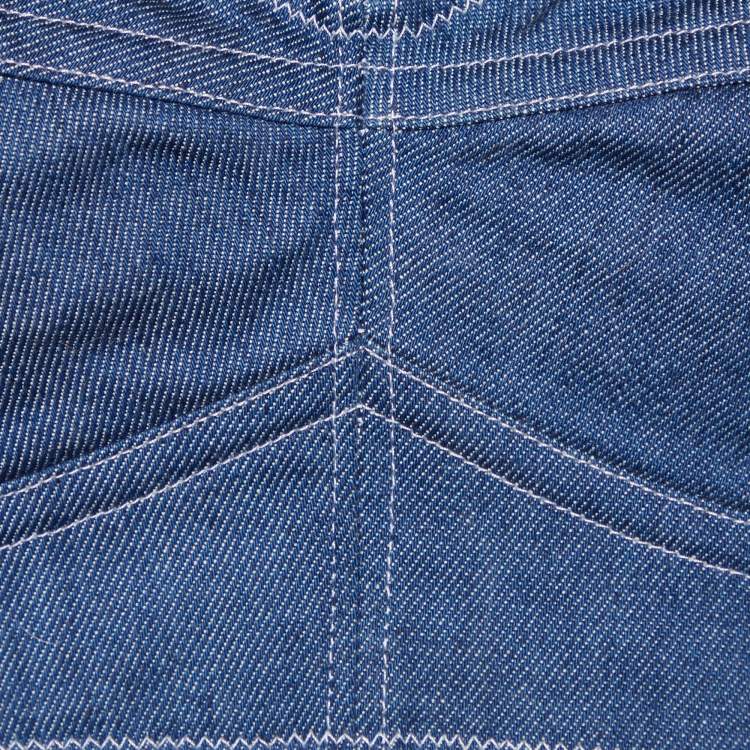 Pre Owned Dolce & Gabbana Navy Blue Denim Bustier Top XS