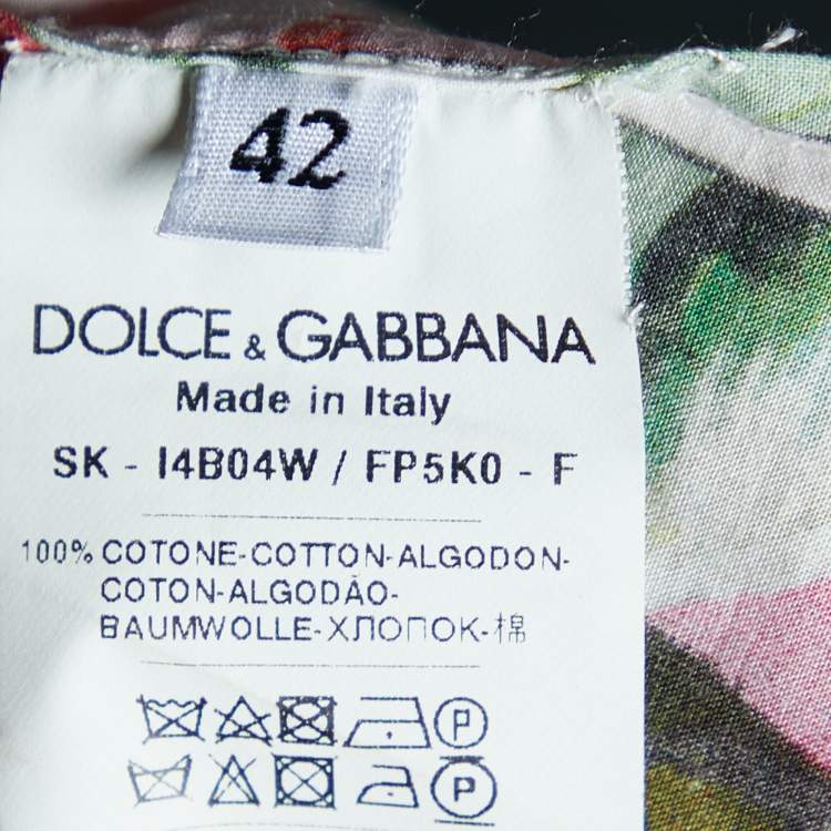 Pre Owned Dolce & Gabbana Multicolor Multiprinted Cotton Midi Skirt M