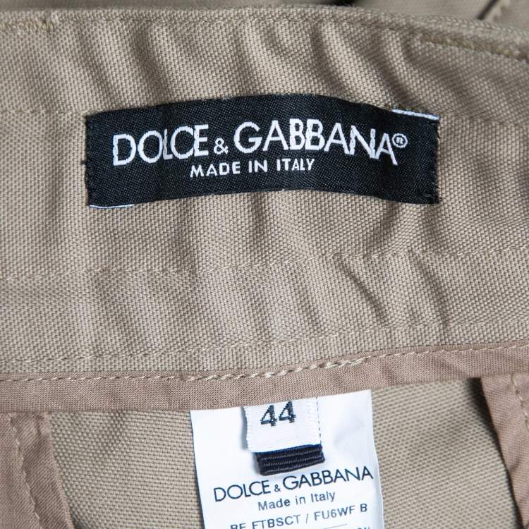 Pre Owned Dolce & Gabbana Beige Cotton Canvas High Waist Shorts M