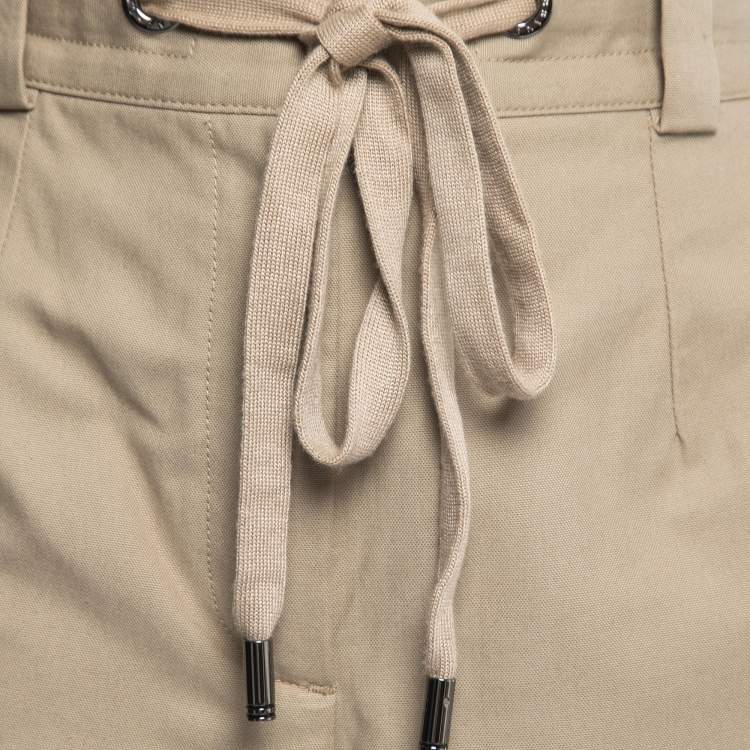 Pre Owned Dolce & Gabbana Beige Cotton Canvas High Waist Shorts M