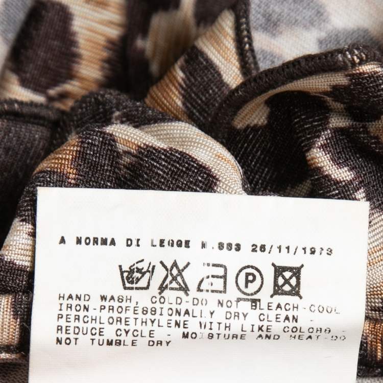 Pre Owned Dolce & Gabbana Brown Animal Print Jersey Ruffled Neck Full Sleeve Top L