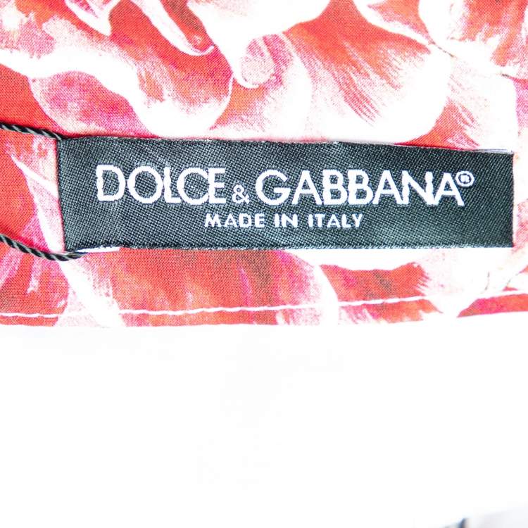 مملوكة مسبقًا Dolce & Gabbana White Floral Printed Cotton Pleated Midi Skirt M