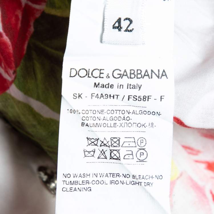 مملوكة مسبقًا Dolce & Gabbana White Floral Printed Cotton Pleated Midi Skirt M