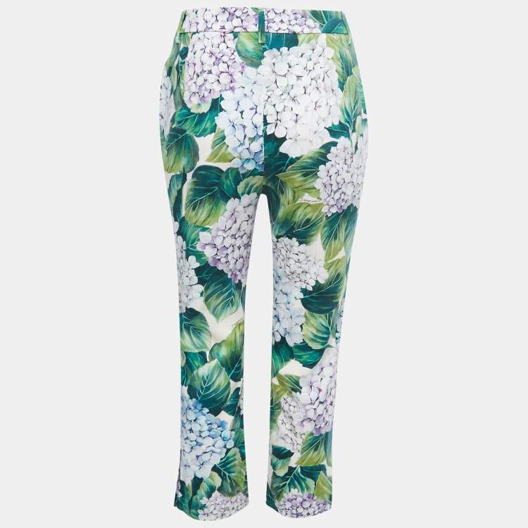 Pre Owned Dolce & Gabbana Multicolor Hydrangea Printed Cotton Tapered Trousers S