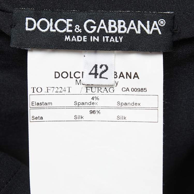 مملوكة مسبقًا Dolce & Gabbana Black Satin Lace Trimmed Puff Sleeve Blouse M