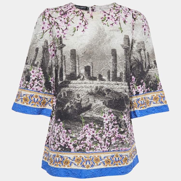 Pre Owned Dolce & Gabbana Multicolor Patterned Jacquard Top M