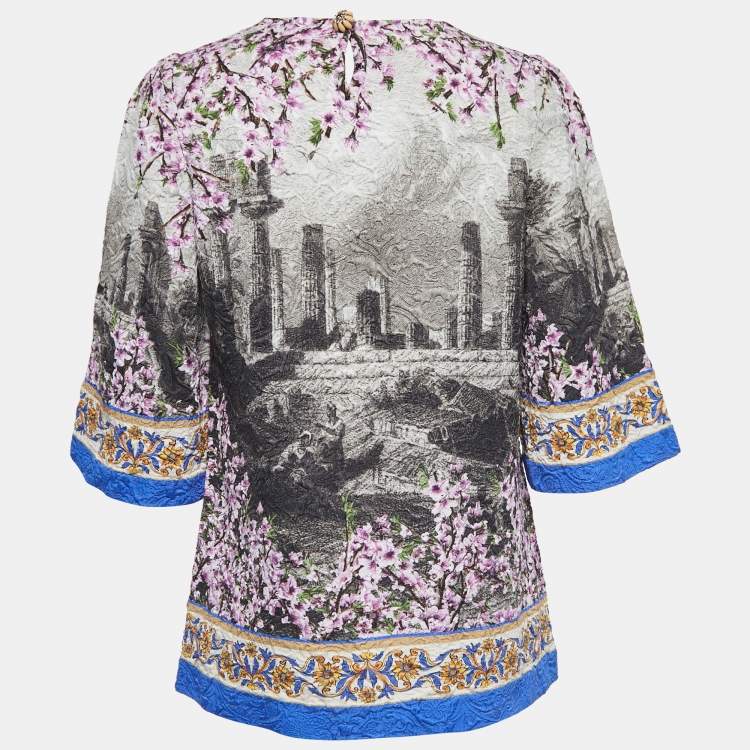 Pre Owned Dolce & Gabbana Multicolor Patterned Jacquard Top M