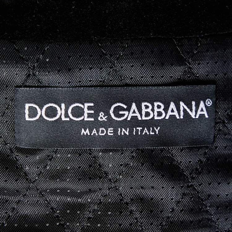 Pre Owned Dolce & Gabbana Red & Black Sateen & Velvet Crop Jacket M