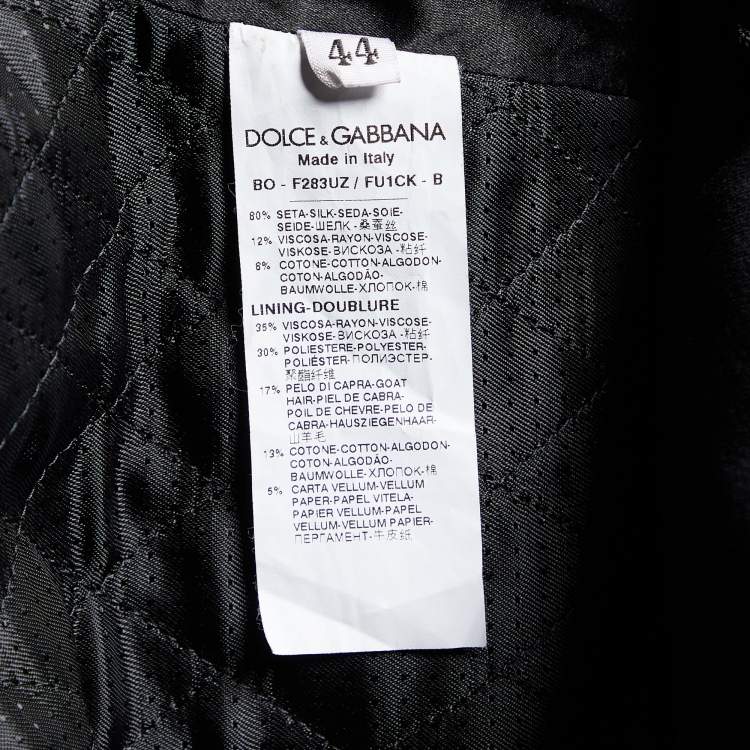 Pre Owned Dolce & Gabbana Red & Black Sateen & Velvet Crop Jacket M