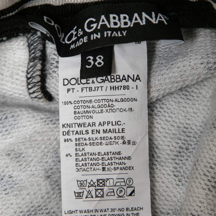Pre Owned Dolce & Gabbana Black/Brown Animal Print Cotton Knit Joggers S