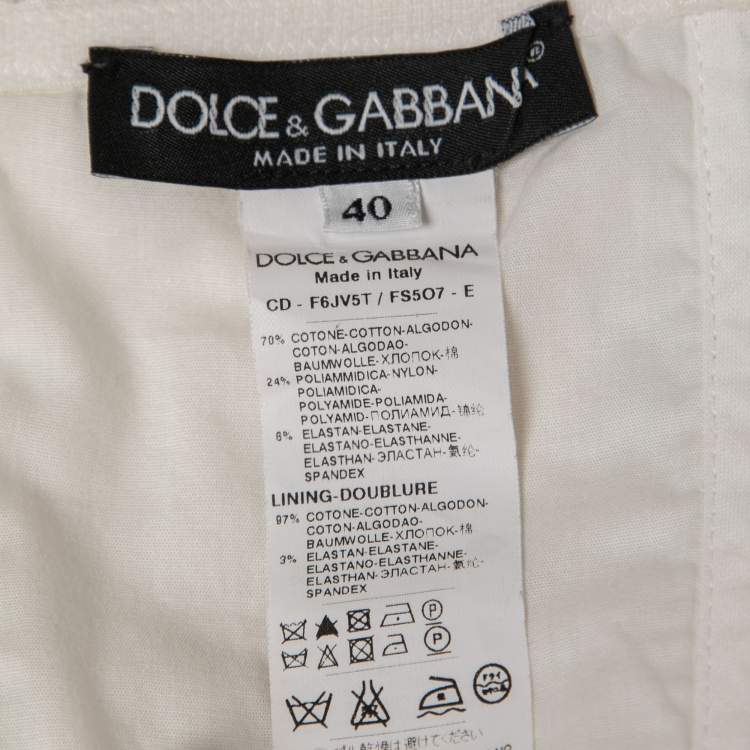 Pre Owned Dolce & Gabbana White Floral Cotton Bustier Midi Dress S