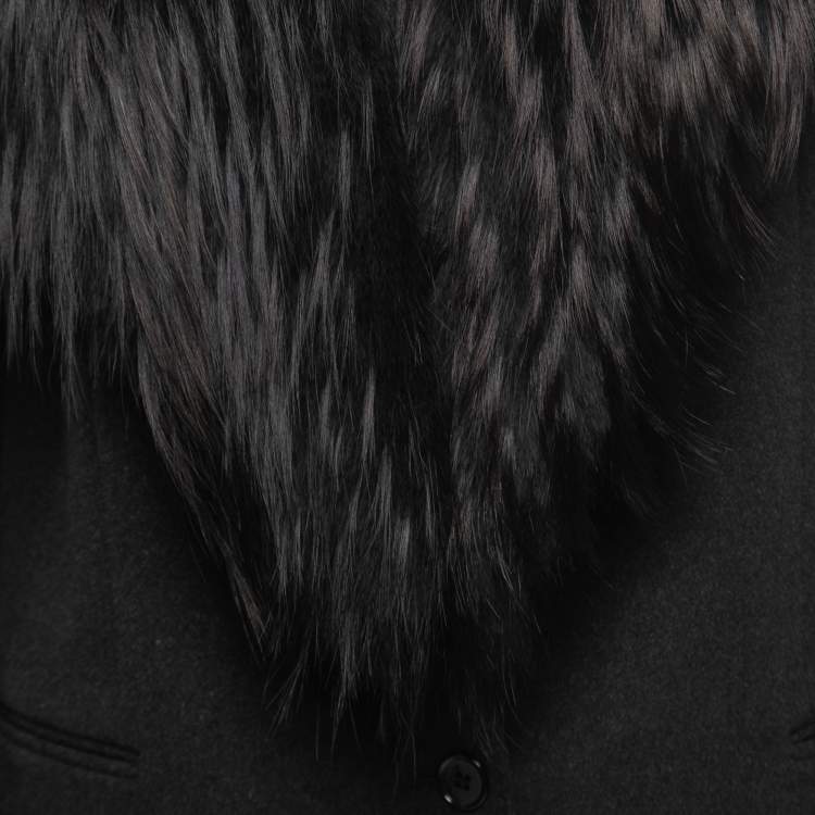 Pre Owned Dolce & Gabbana Black Grey Wool & Fur Single Breasted Jacket M