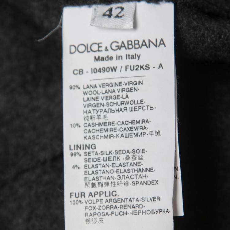 Pre Owned Dolce & Gabbana Black Grey Wool & Fur Single Breasted Jacket M