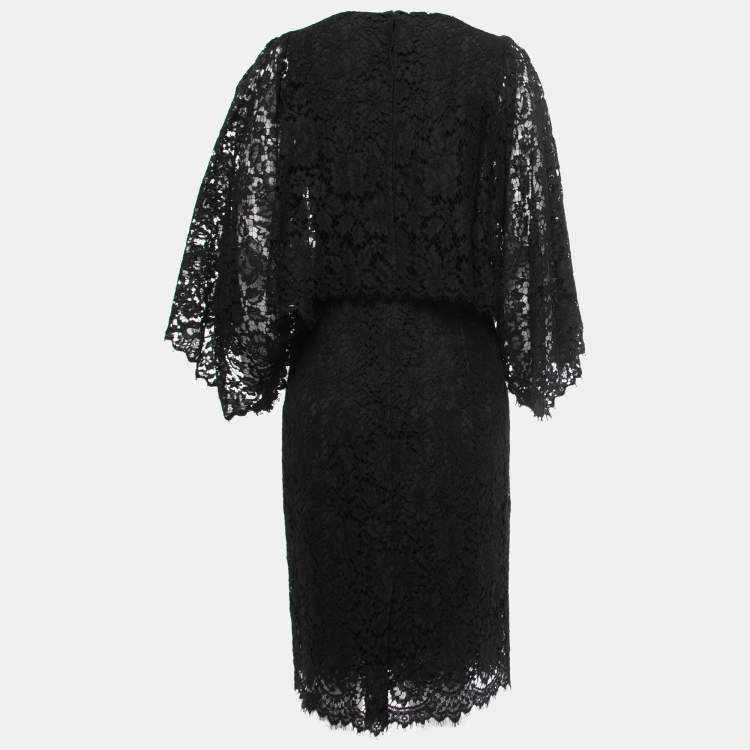 Pre Owned Dolce & Gabbana Black Floral Layered Midi Dress S