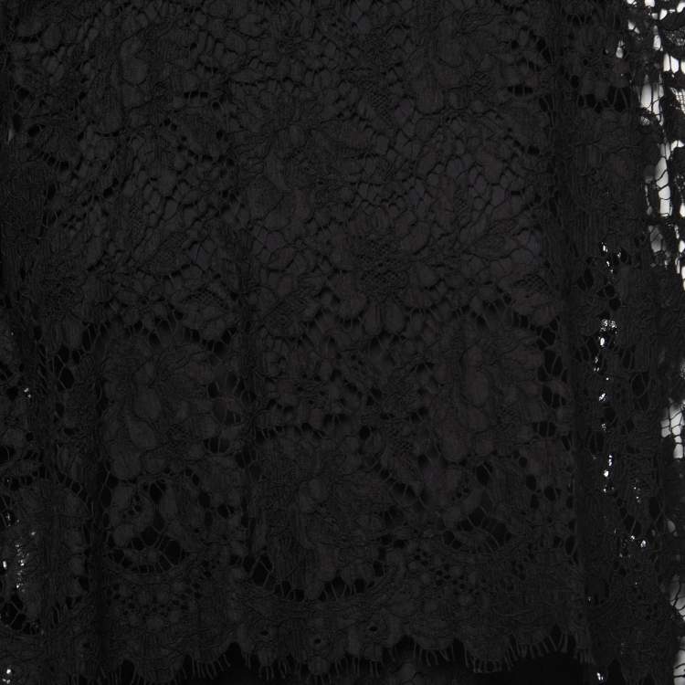 Pre Owned Dolce & Gabbana Black Floral Layered Midi Dress S