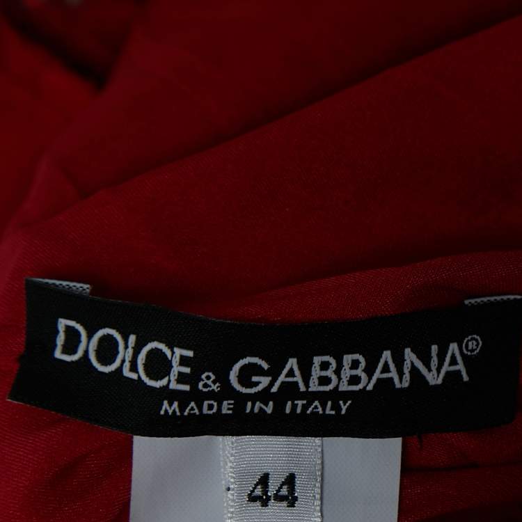 Pre Owned Dolce & Gabbana Red Lace Midi Dress M