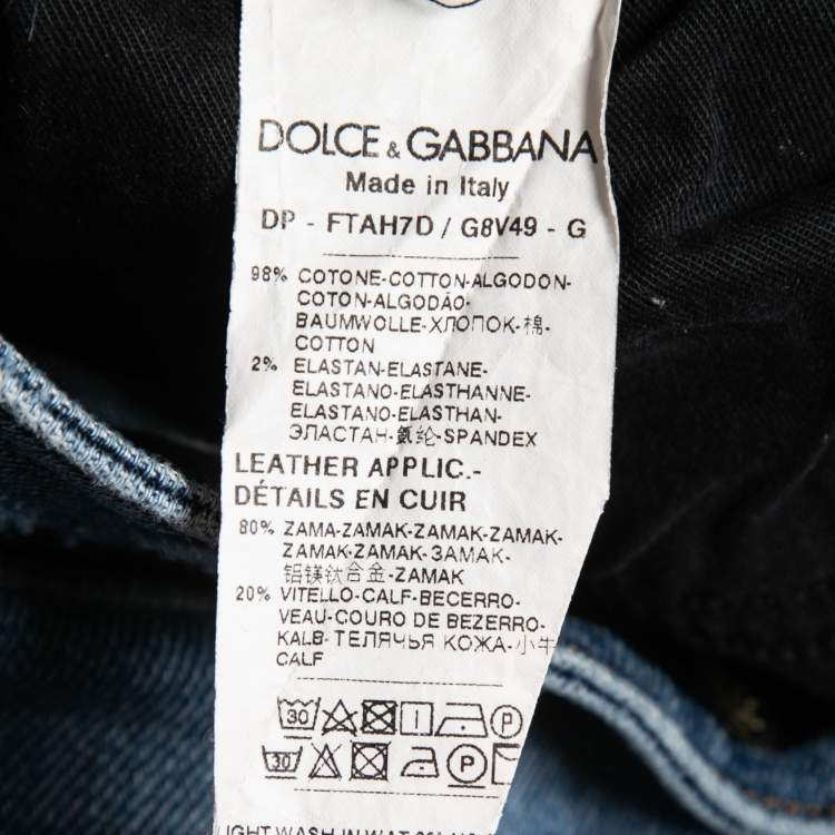 Pre Owned Dolce & Gabbana Blue Washed & Ripped Denim Pretty Jeans XS Waist 26