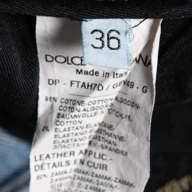 Pre Owned Dolce & Gabbana Blue Washed & Ripped Denim Pretty Jeans XS Waist 26