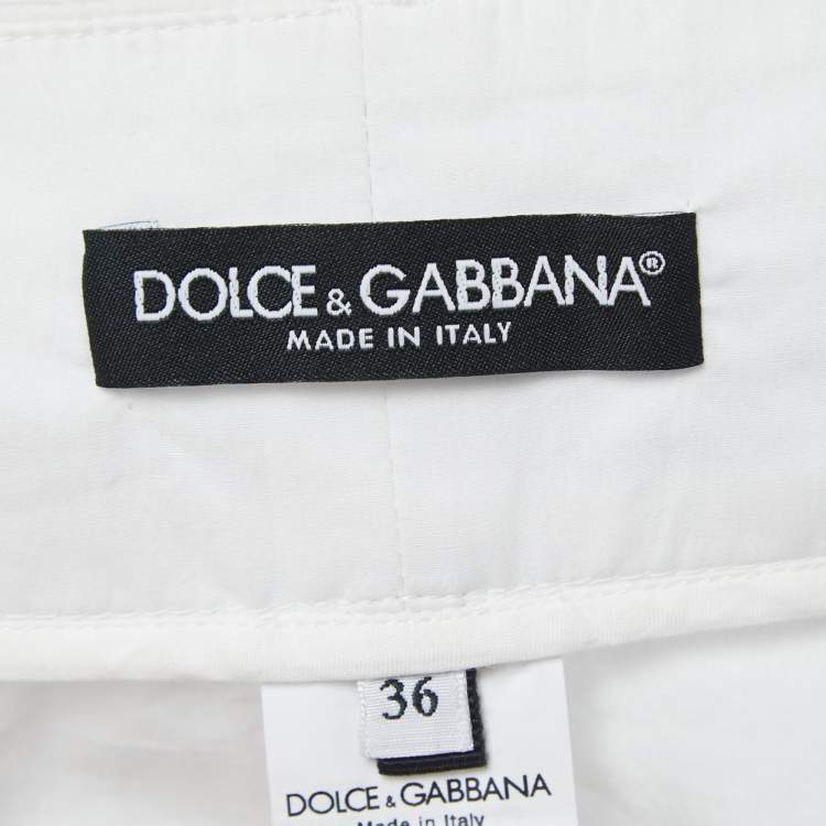 Pre Owned Dolce & Gabbana White Chicken Printed Cotton High Waist Shorts S