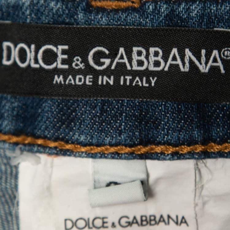 Pre Owned Dolce & Gabbana Blue Washed Denim Cute Jeans XS Waist 28"