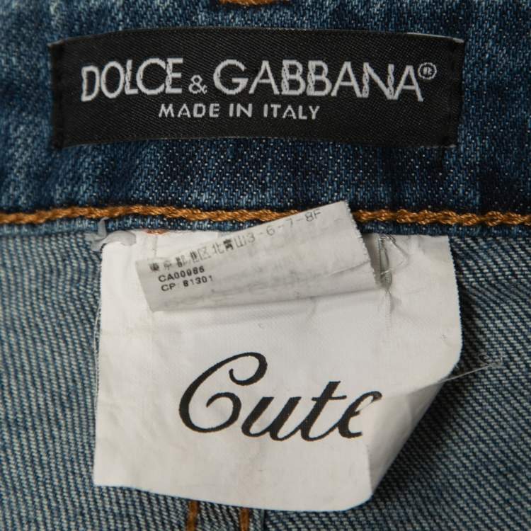 Pre Owned Dolce & Gabbana Blue Washed Denim Cute Jeans XS Waist 28"