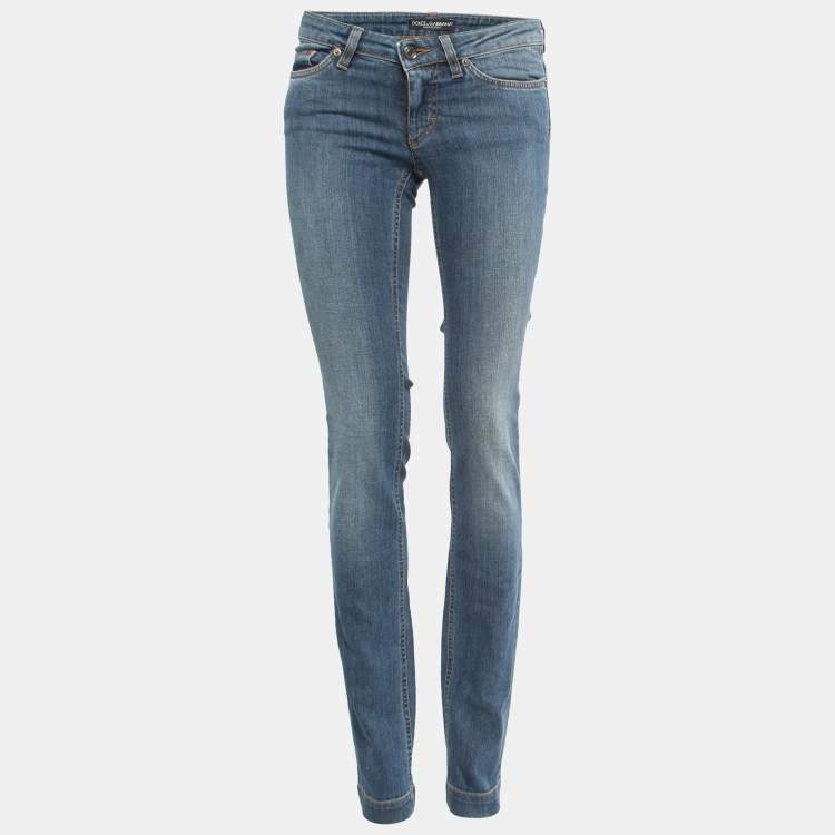 Pre Owned Dolce & Gabbana Blue Washed Denim Cute Jeans XS Waist 28"