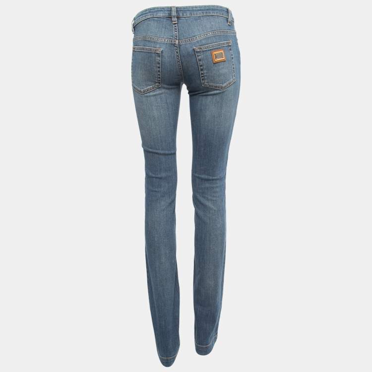 Pre Owned Dolce & Gabbana Blue Washed Denim Cute Jeans XS Waist 28"