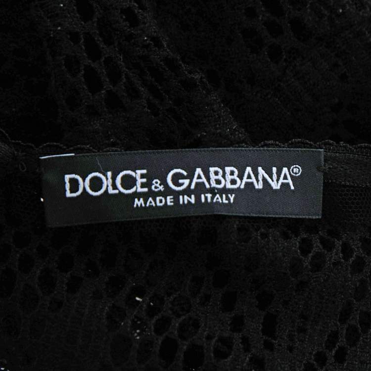 Pre Owned Dolce & Gabbana Black Crochet Knit Top S