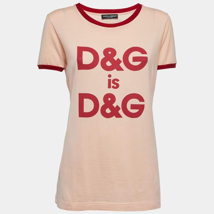 Dolce & Gabbana Light Orange Logo Print Cotton Short Sleeve T